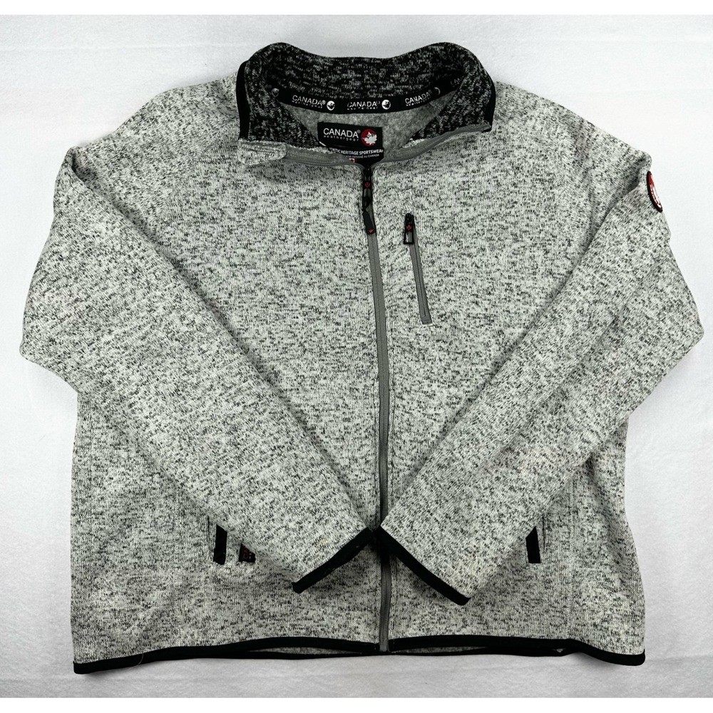 Canada Weather Gear Mens Fleece Full Zip Jacket Grey Marl Sweater Large L/G